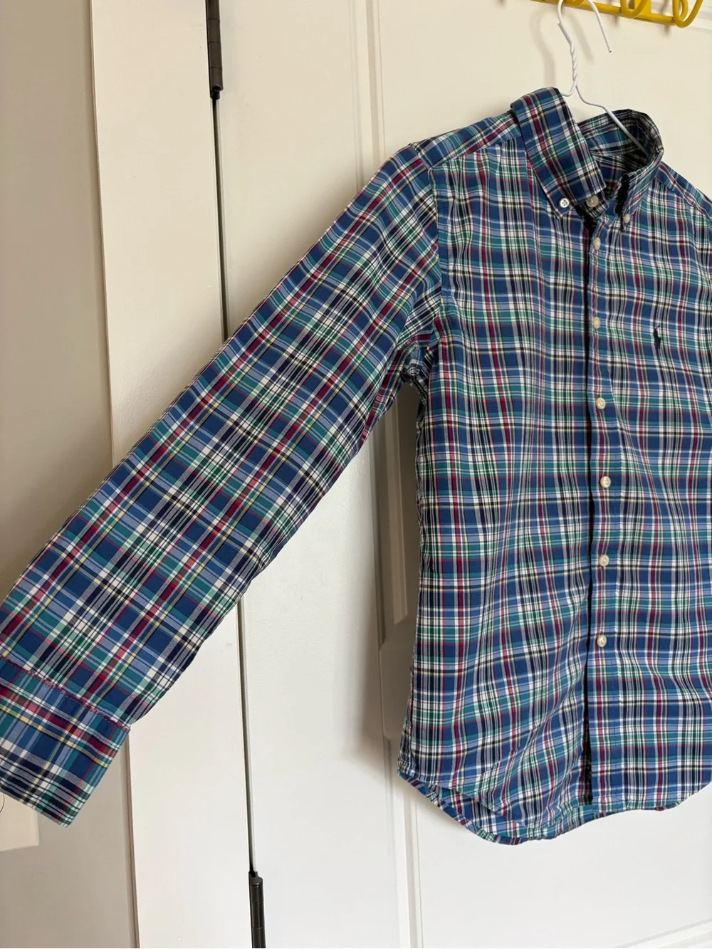 Ralph Lauren Boys Blue Green Plaid Button Down Shirt Sz M